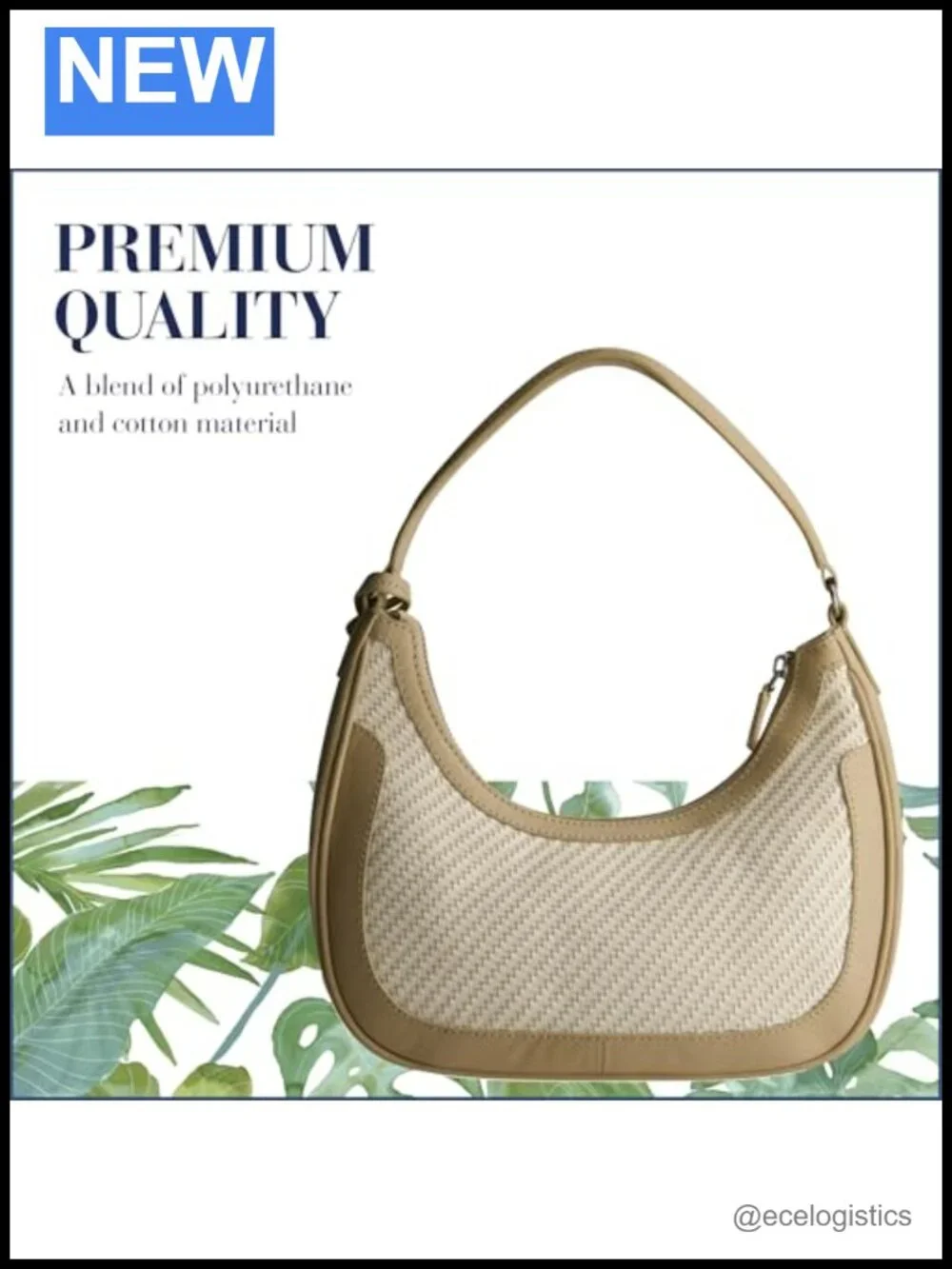 Woven Hobo Bag with Silver Hardware, Polyurethane Cotton Shoulder Purse